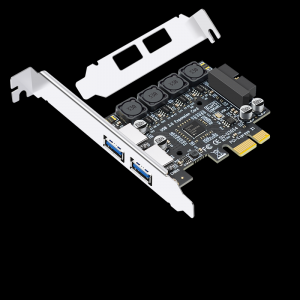 PCI-E转4口USB3.0扩展卡 后2口+前置19PIN接口（8A免供电小机箱）