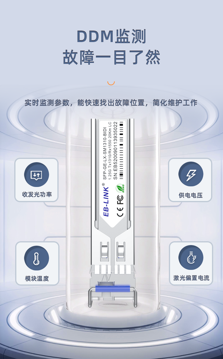 SFP Gigabit single mode single fiber 20KM optical module
