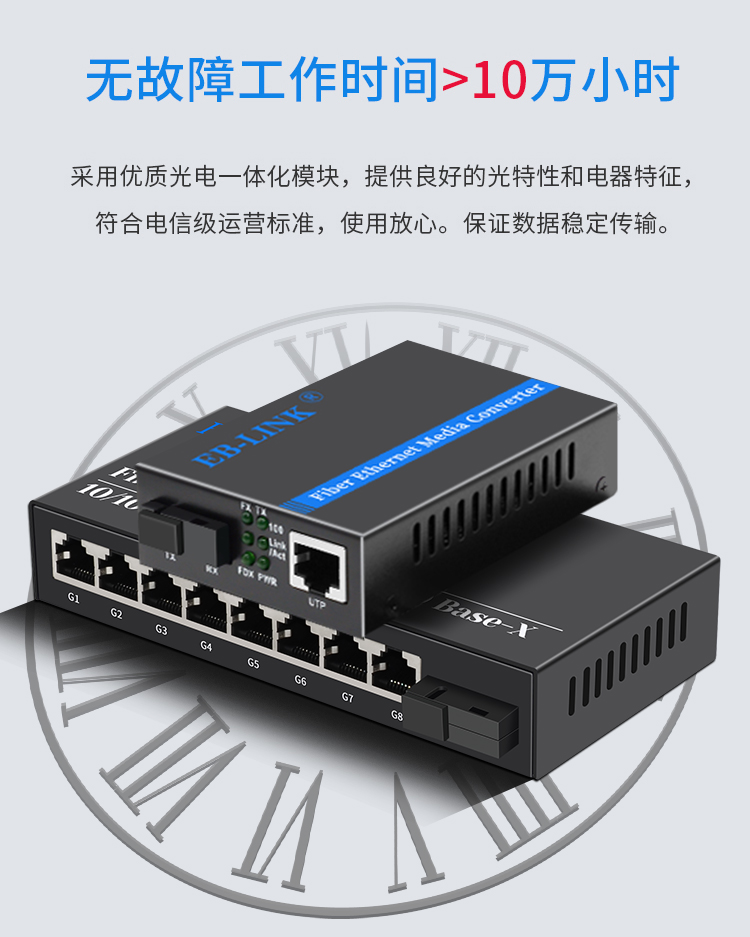 Gigabit single mode single fiber 1 optical 1 electrical + 1 optical 8 electrical fiber optic transceiver
