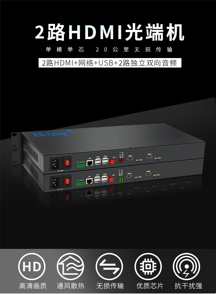 2-way HDMI+network+2-way independent two-way audio optical transceiver
