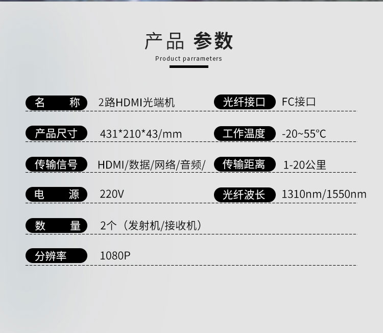 2-way HDMI+network+2-way independent two-way audio optical transceiver