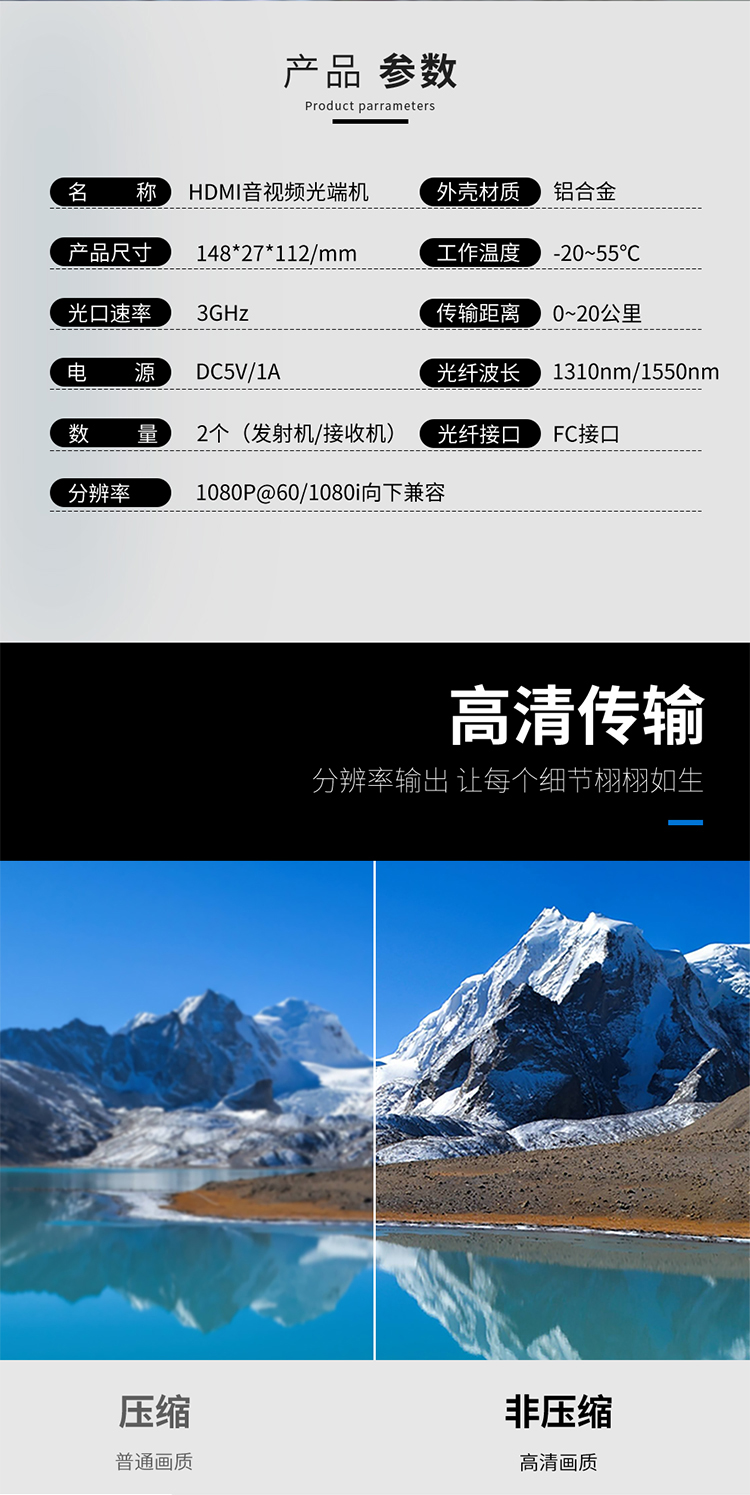 HDMI non-compressed audio and video optical transceiver