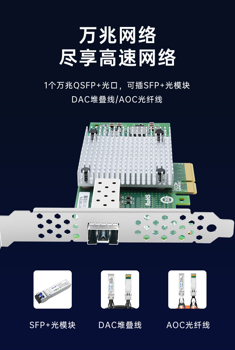PCI-EX4 10 Gigabit single optical port network card (Intel 82599 chip)