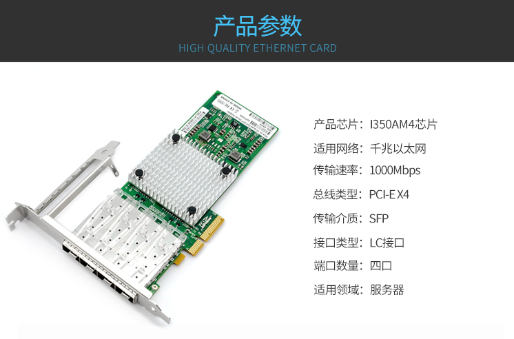 PCI-EX4 Gigabit Quad Optical Port Network Card (Intel Intel I350 Chip)
