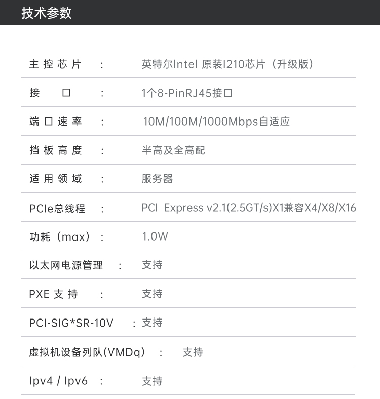 PCI-EX1 Gigabit Single Electrical Port Network Card Upgraded Version (Intel Intel I210 Chip)