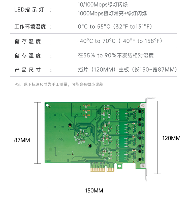 PCI-EX4 Gigabit four electrical port network card (Intel I210 chip)