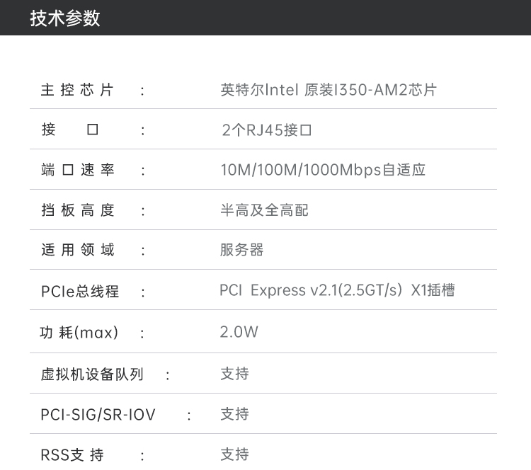 PCI-EX1 Gigabit dual electrical port network card long board (Intel Intel I350AM2 chip)
