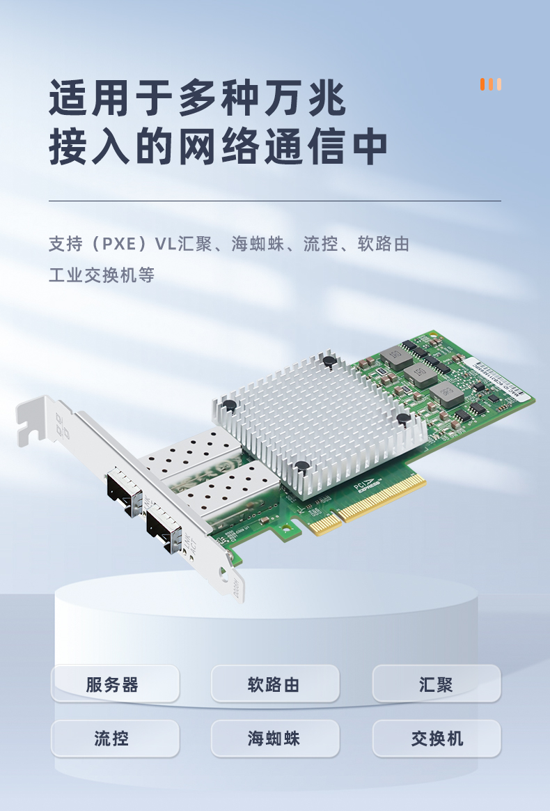 PCI-EX8 10 Gigabit dual optical port network card (BCM Broadcom 57810 chip)