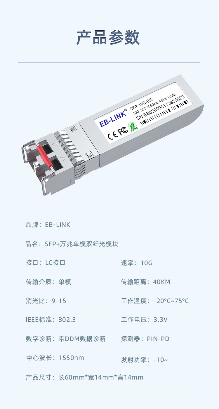 SFP+ 10G single-mode dual-fiber 40km optical module