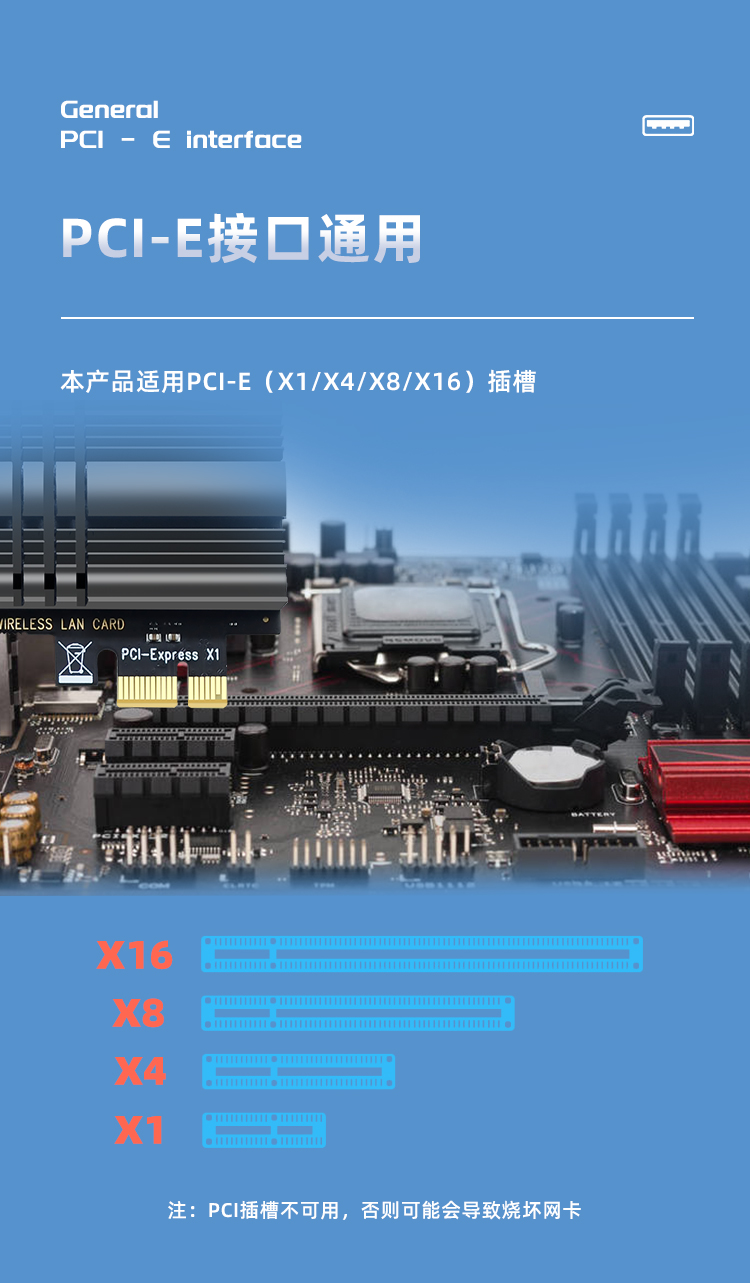 PCI-E wireless network card (AX200 chip)