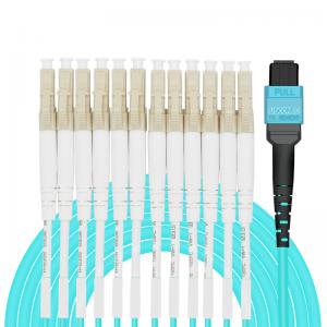 MPO-LC multimode 12-core fiber optic patch cord