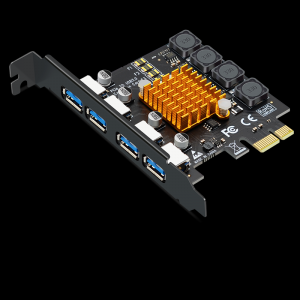 PCI-E to 4-port USB3.0 expansion card (8A power supply free)