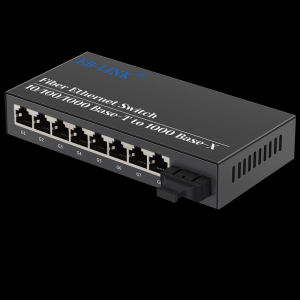 Gigabit single-mode dual-fiber one-optical eight-electric fiber optic transceiver