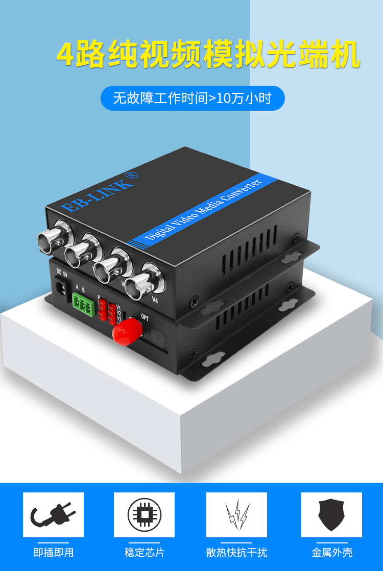 4-way pure video optical transceiver