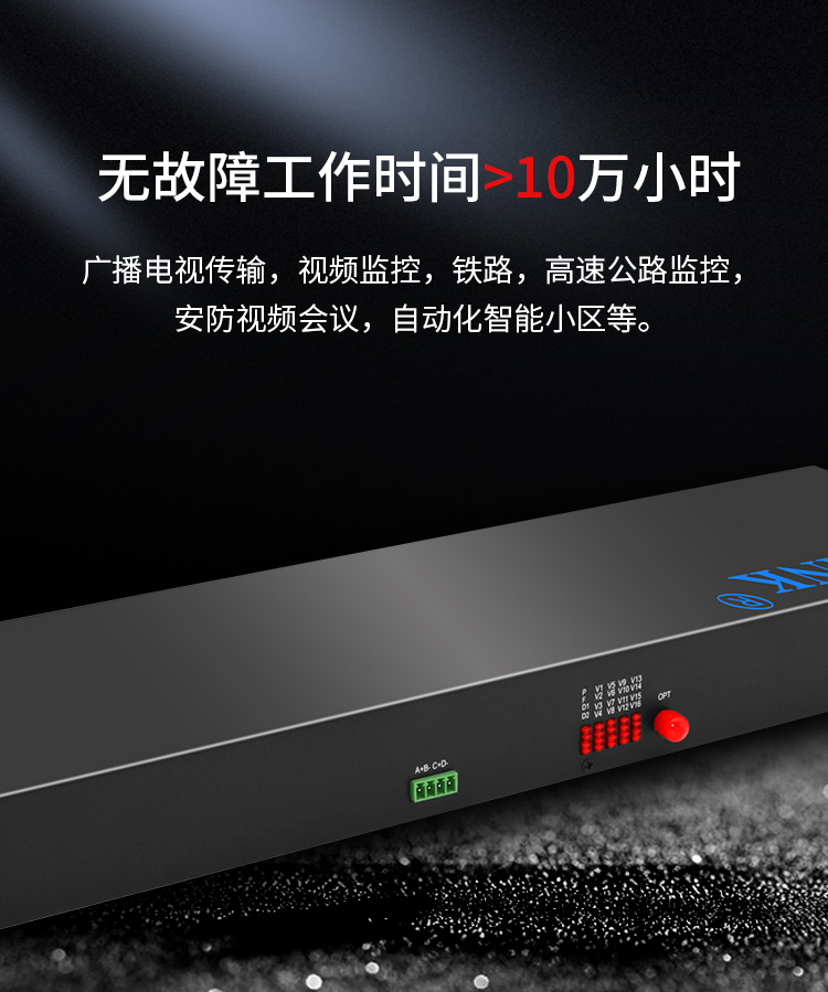 16-channel rack-mounted pure video optical transceiver