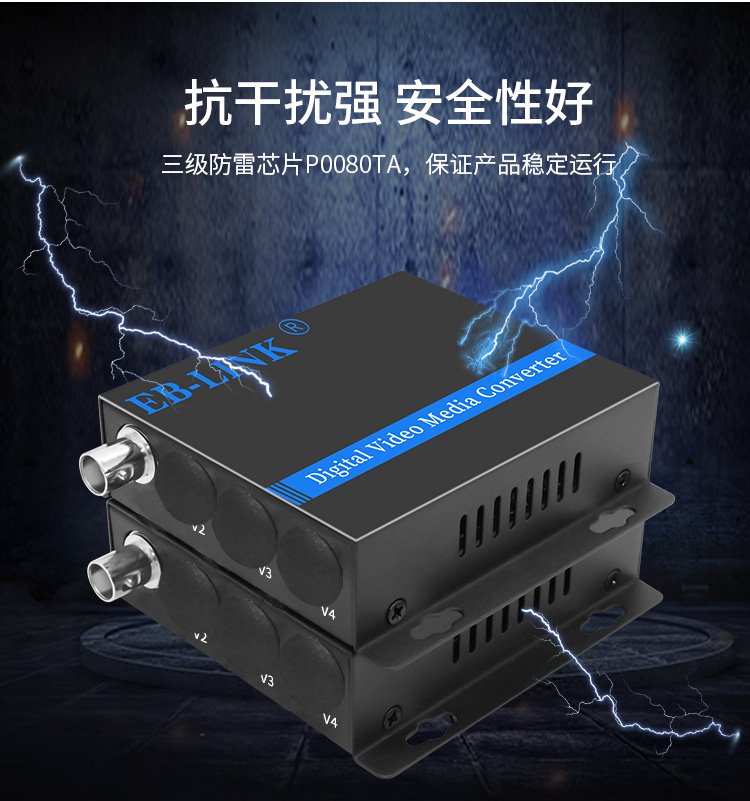 1 channel video + 1 channel reverse 485 data video optical transceiver