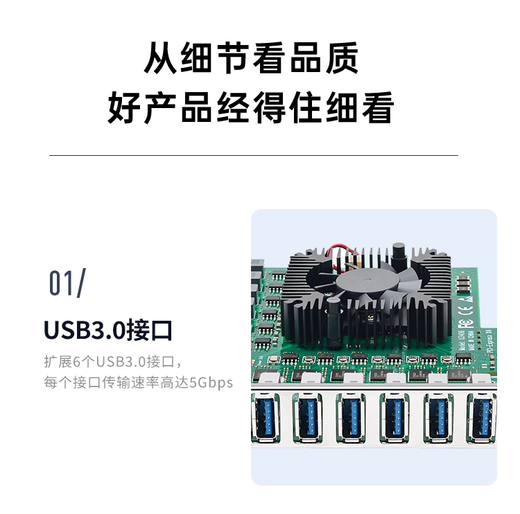 PCI-E X4 to 6-port USB3.0 expansion card (independent six channels)