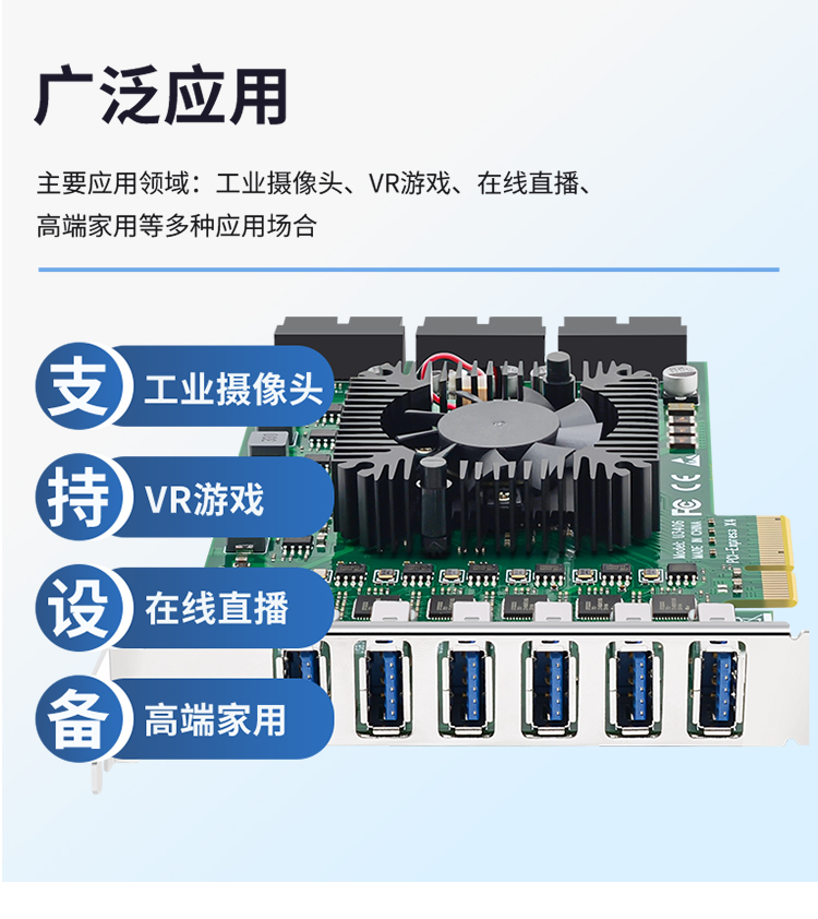 PCI-E X4 to 12-port USB3.0 expansion card (6 front ports + 6 rear ports) independent six channels