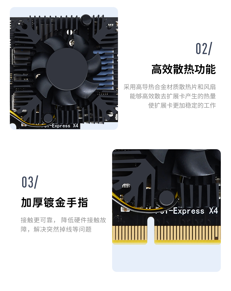 PCIE X4 to 8-port USB3.0 expansion card (inner 4 ports + rear 4 ports) independent four-channel bus 20G