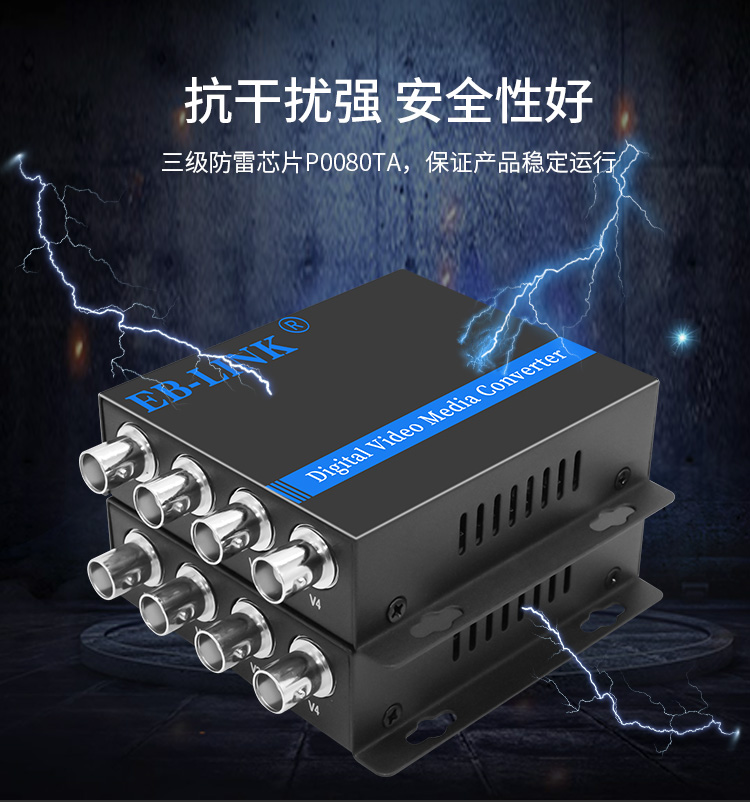 4-channel video + 1-channel reverse 485 data video optical transceiver