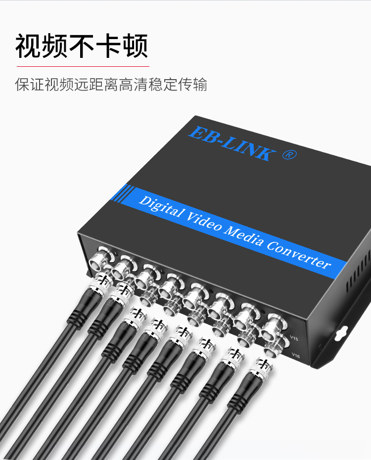 16-channel video + 1-channel reverse 485 data desktop video optical transceiver