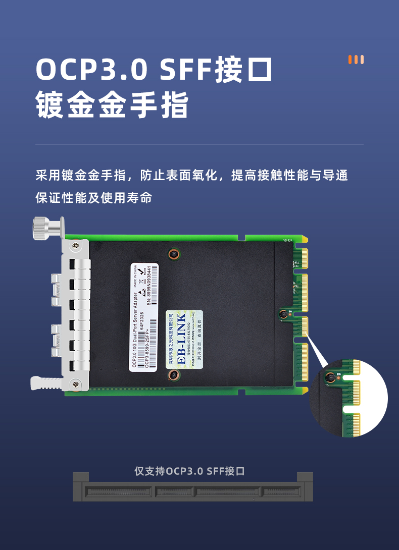OCP3.0 Gigabit dual optical port network card (Intel Intel 82599 chip)
