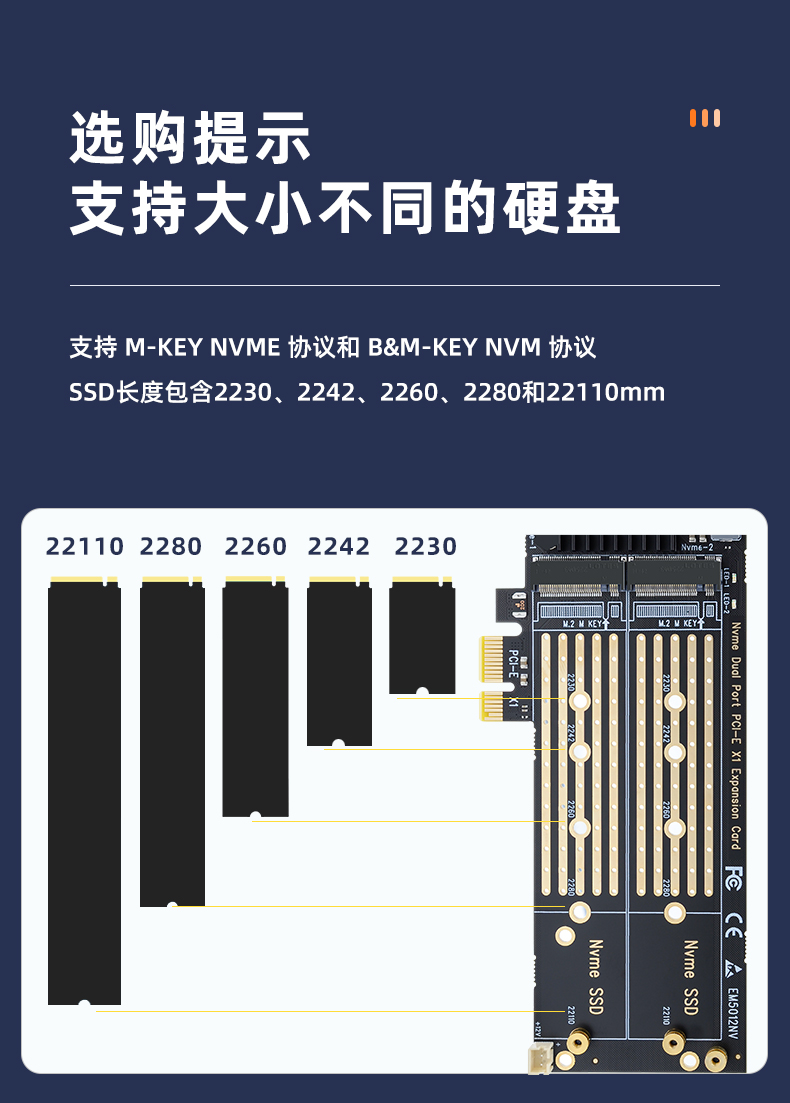 PCI-EX1 to M.2 dual-port expansion card