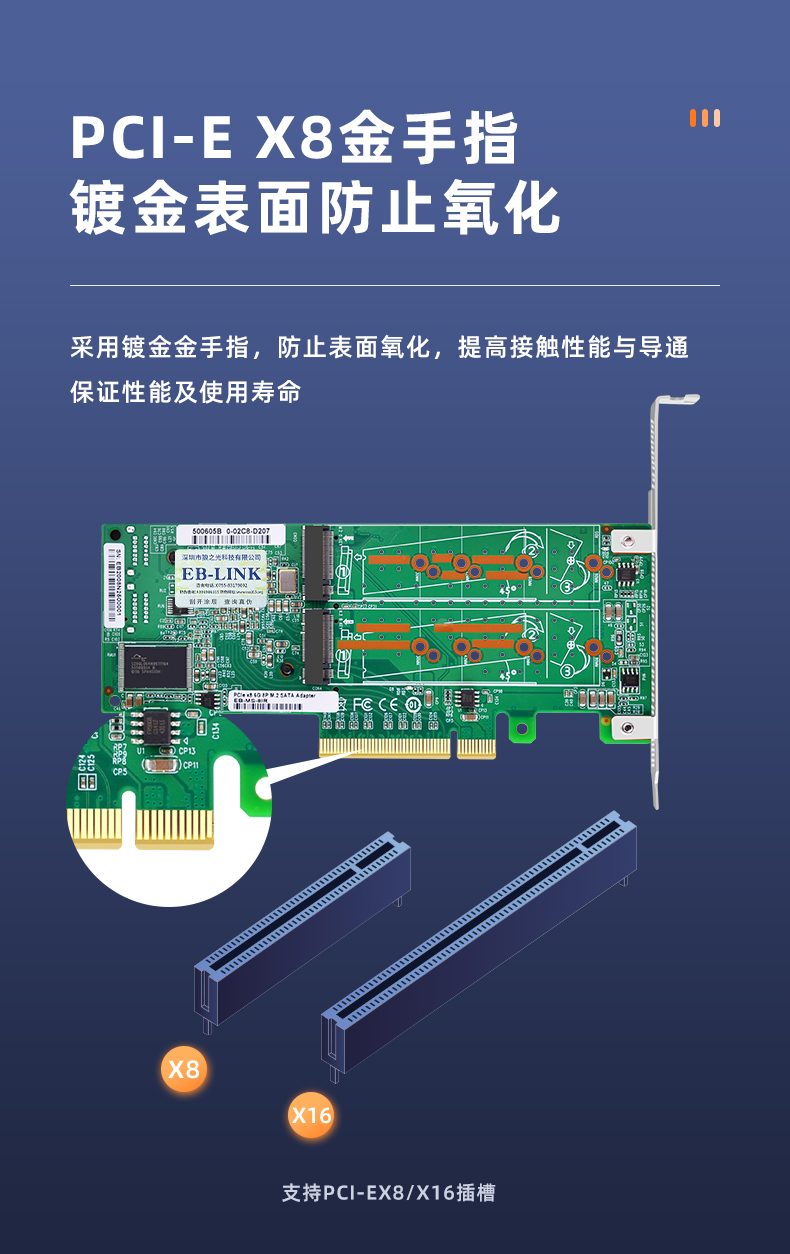 PCI-EX8 to 4-port M.2+4-port SATA expansion card