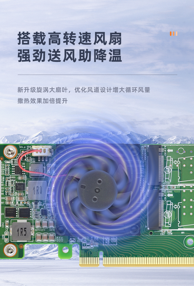 PCI-EX16 to M.2 four-port expansion card (double-sided ultimate version)